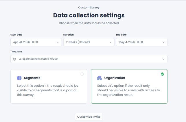 Custom survey_data collection settings